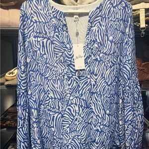Lilly Pullitzer Laurelie Blue and White Top